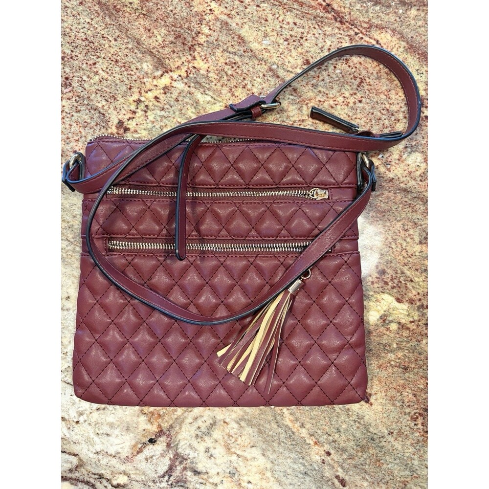 LOVEVOOK Quilted Vegan Leather Crossbody Purse – Adjustable Strap, Burgundy NWOT - Picture 11 of 12